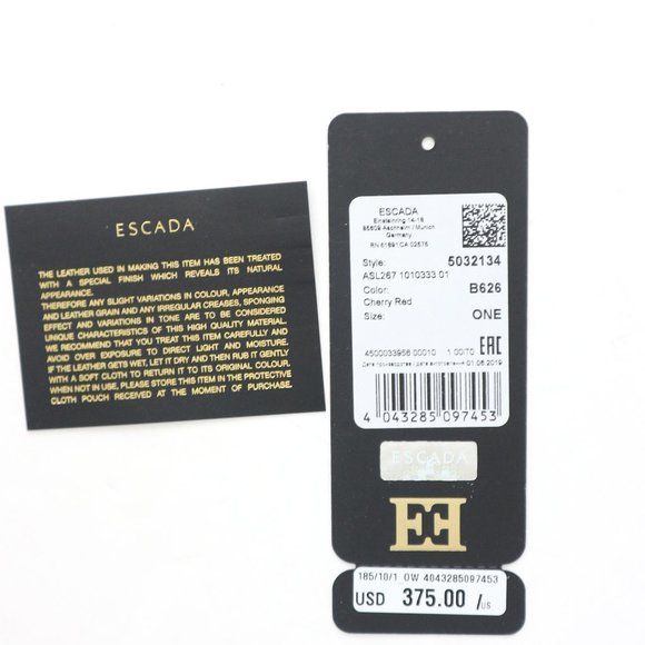 Escada Leather Zip Clutch Logo Wallet in Cherry Red - Picture 9 of 13